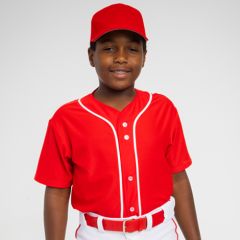 Youth Full Button Stretch Mesh Baseball Jersey