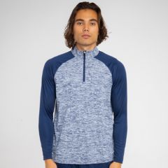 1/4 Zip Long Sleeve Space Dye w/ Contrast