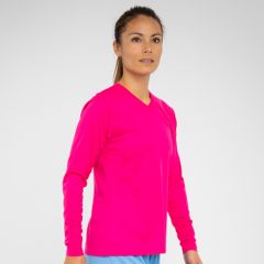 Women's Long Sleeve V-Neck Birds Eye Mesh Tee