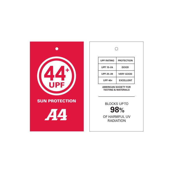 Tag Showing UPF Sun Protection