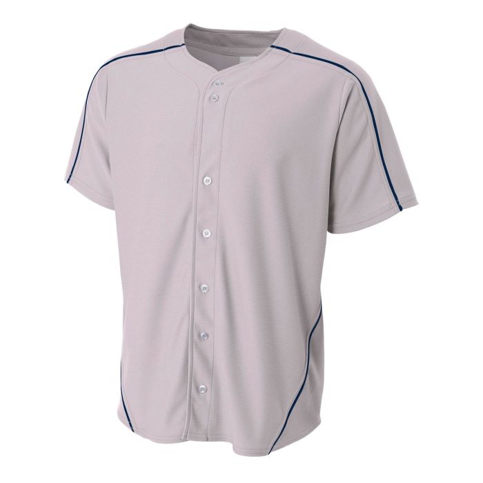 Men's Buttoned White Baseball Jersey 