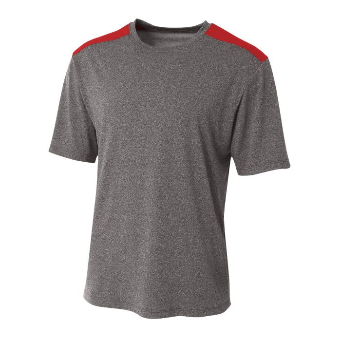 Tourney Heather Short Sleeve Color Block Crew