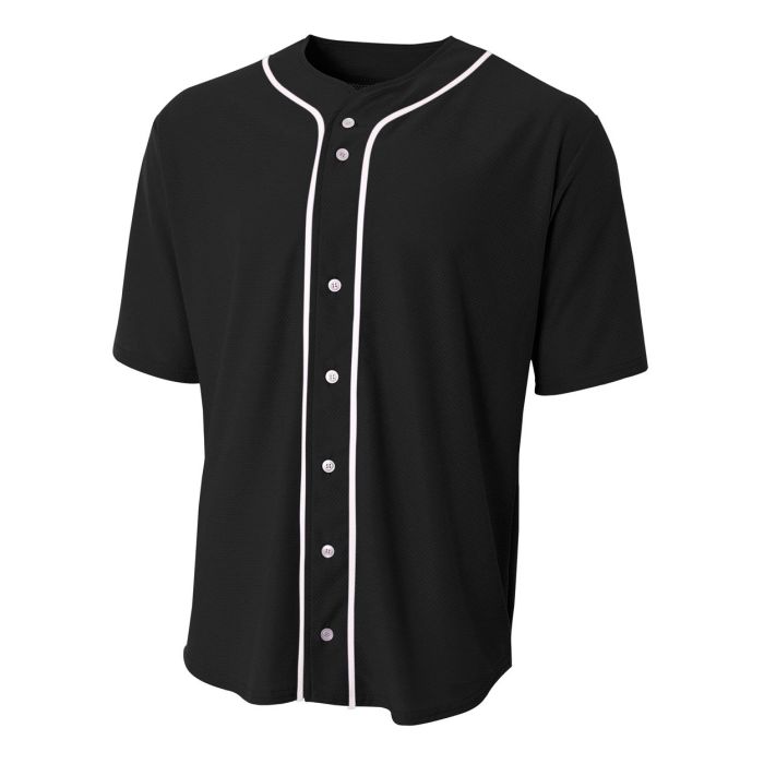 Short Sleeve Full Button Baseball Top